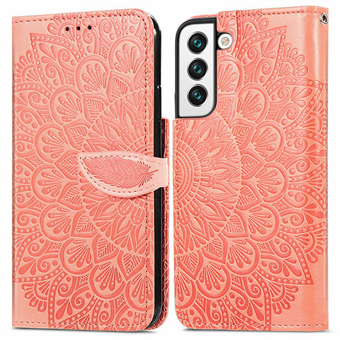 Handytasche Stand Schutzhülle Flip Leder Hülle Modisch Muster S04D für Samsung Galaxy S22 Plus 5G Orange