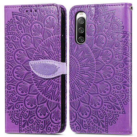 Handytasche Stand Schutzhülle Flip Leder Hülle Modisch Muster S04D für Sony Xperia 10 IV SO-52C Violett