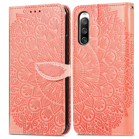 Handytasche Stand Schutzhülle Flip Leder Hülle Modisch Muster S04D für Sony Xperia 10 V Orange