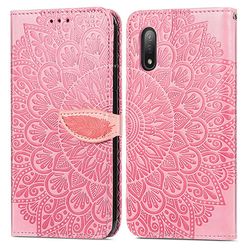 Handytasche Stand Schutzhülle Flip Leder Hülle Modisch Muster S04D für Sony Xperia Ace II Rosegold