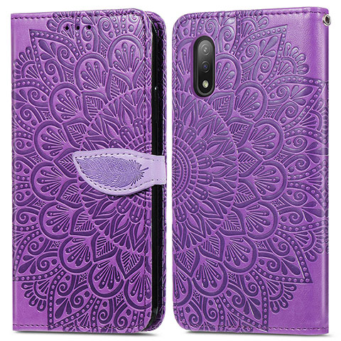 Handytasche Stand Schutzhülle Flip Leder Hülle Modisch Muster S04D für Sony Xperia Ace II Violett