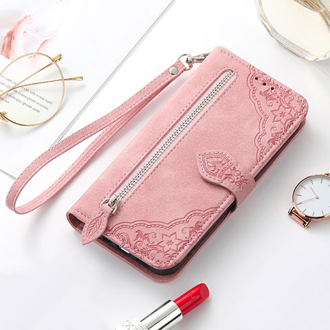 Handytasche Stand Schutzhülle Flip Leder Hülle Modisch Muster S07D für Samsung Galaxy S21 5G Rosegold