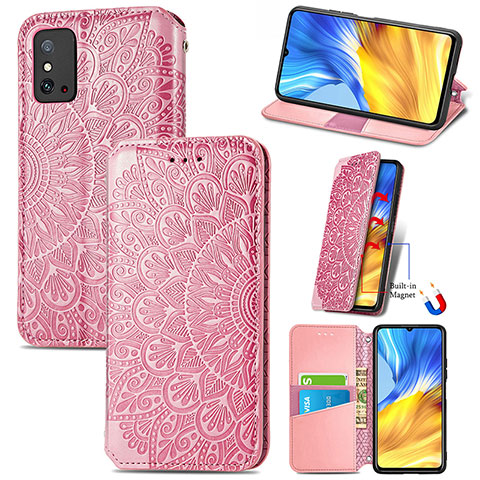 Handytasche Stand Schutzhülle Flip Leder Hülle Modisch Muster S09D für Huawei Honor X10 Max 5G Rosegold