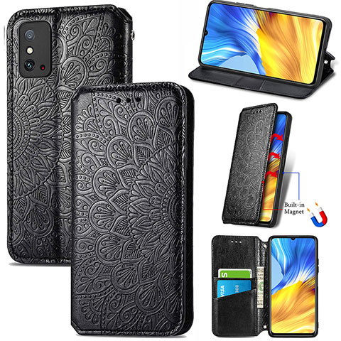 Handytasche Stand Schutzhülle Flip Leder Hülle Modisch Muster S09D für Huawei Honor X10 Max 5G Schwarz