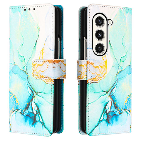 Handytasche Stand Schutzhülle Flip Leder Hülle Modisch Muster Y01B für Samsung Galaxy Z Fold5 5G Grün