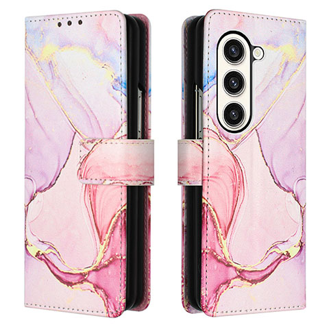 Handytasche Stand Schutzhülle Flip Leder Hülle Modisch Muster Y01B für Samsung Galaxy Z Fold5 5G Rosa