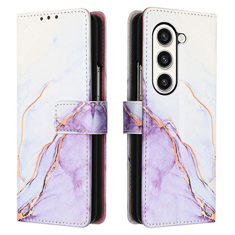 Handytasche Stand Schutzhülle Flip Leder Hülle Modisch Muster Y01B für Samsung Galaxy Z Fold5 5G Violett