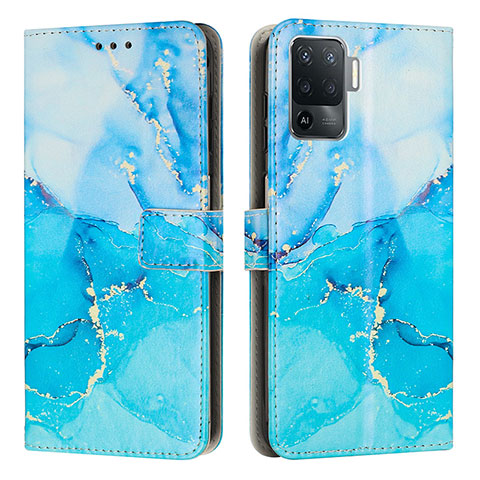 Handytasche Stand Schutzhülle Flip Leder Hülle Modisch Muster Y01X für Oppo F19 Pro Blau