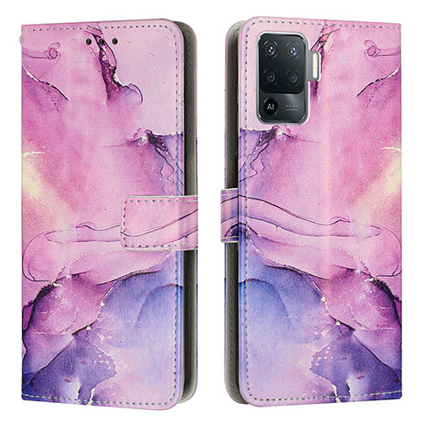 Handytasche Stand Schutzhülle Flip Leder Hülle Modisch Muster Y01X für Oppo F19 Pro Violett