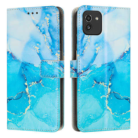 Handytasche Stand Schutzhülle Flip Leder Hülle Modisch Muster Y01X für Samsung Galaxy A03 Blau