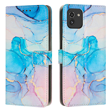 Handytasche Stand Schutzhülle Flip Leder Hülle Modisch Muster Y01X für Samsung Galaxy A03 Hellblau