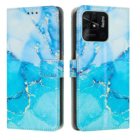 Handytasche Stand Schutzhülle Flip Leder Hülle Modisch Muster Y01X für Xiaomi Redmi 10 India Blau