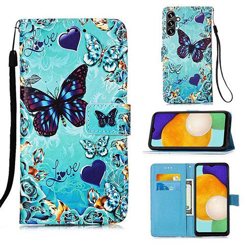 Handytasche Stand Schutzhülle Flip Leder Hülle Modisch Muster Y02B für Samsung Galaxy A04s Hellblau