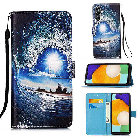 Handytasche Stand Schutzhülle Flip Leder Hülle Modisch Muster Y02B für Samsung Galaxy A04s Königs Blau