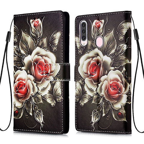 Handytasche Stand Schutzhülle Flip Leder Hülle Modisch Muster Y02B für Samsung Galaxy A20s Schwarz