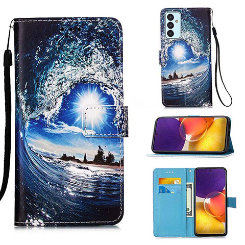 Handytasche Stand Schutzhülle Flip Leder Hülle Modisch Muster Y02B für Samsung Galaxy A24 4G Königs Blau