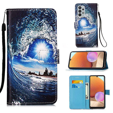 Handytasche Stand Schutzhülle Flip Leder Hülle Modisch Muster Y02B für Samsung Galaxy A32 4G Königs Blau