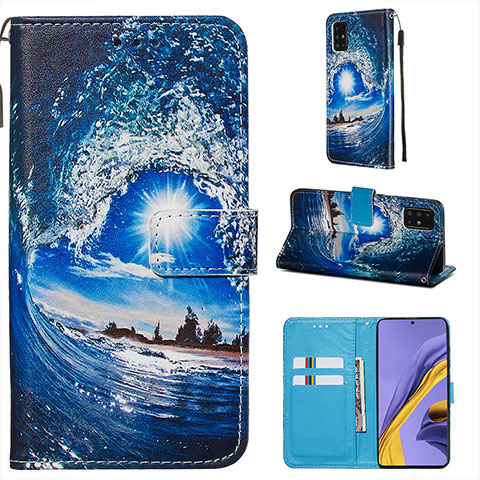 Handytasche Stand Schutzhülle Flip Leder Hülle Modisch Muster Y02B für Samsung Galaxy A51 4G Königs Blau