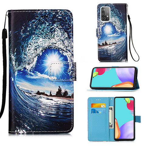 Handytasche Stand Schutzhülle Flip Leder Hülle Modisch Muster Y02B für Samsung Galaxy A52 4G Königs Blau