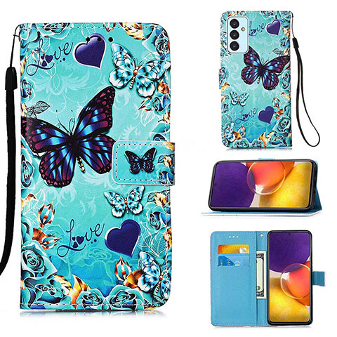 Handytasche Stand Schutzhülle Flip Leder Hülle Modisch Muster Y02B für Samsung Galaxy A54 5G Hellblau