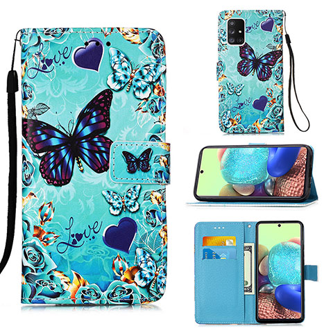 Handytasche Stand Schutzhülle Flip Leder Hülle Modisch Muster Y02B für Samsung Galaxy A71 4G A715 Hellblau