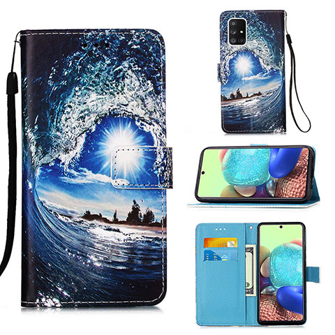 Handytasche Stand Schutzhülle Flip Leder Hülle Modisch Muster Y02B für Samsung Galaxy A71 4G A715 Königs Blau