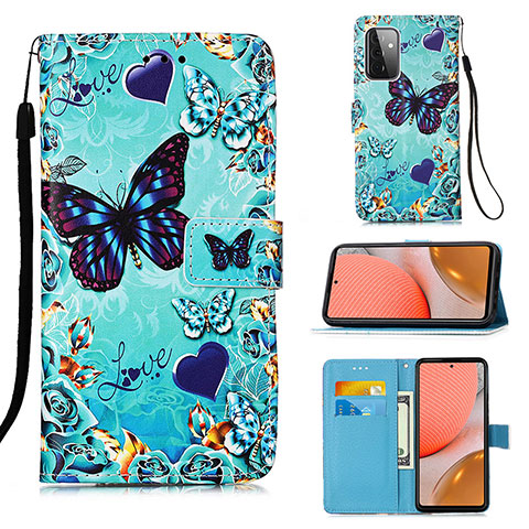 Handytasche Stand Schutzhülle Flip Leder Hülle Modisch Muster Y02B für Samsung Galaxy A72 5G Hellblau