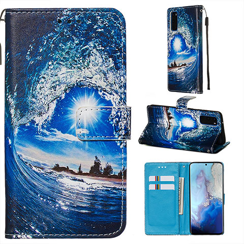 Handytasche Stand Schutzhülle Flip Leder Hülle Modisch Muster Y02B für Samsung Galaxy S20 5G Königs Blau