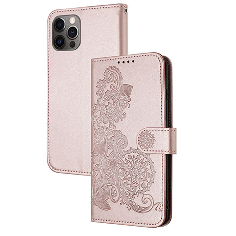 Handytasche Stand Schutzhülle Flip Leder Hülle Modisch Muster Y02X für Apple iPhone 14 Pro Rosegold