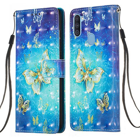 Handytasche Stand Schutzhülle Flip Leder Hülle Modisch Muster Y03B für Samsung Galaxy A11 Hellblau