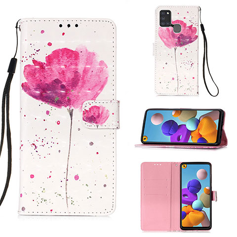 Handytasche Stand Schutzhülle Flip Leder Hülle Modisch Muster Y03B für Samsung Galaxy A21s Rosa