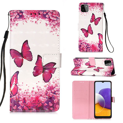 Handytasche Stand Schutzhülle Flip Leder Hülle Modisch Muster Y03B für Samsung Galaxy A22 5G Pink