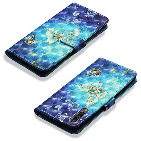 Handytasche Stand Schutzhülle Flip Leder Hülle Modisch Muster Y03B für Samsung Galaxy A30S Hellblau