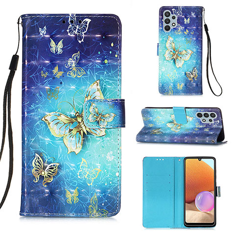 Handytasche Stand Schutzhülle Flip Leder Hülle Modisch Muster Y03B für Samsung Galaxy A32 5G Hellblau