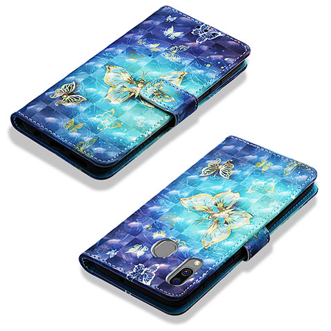 Handytasche Stand Schutzhülle Flip Leder Hülle Modisch Muster Y03B für Samsung Galaxy A40 Hellblau