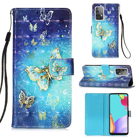 Handytasche Stand Schutzhülle Flip Leder Hülle Modisch Muster Y03B für Samsung Galaxy A52 4G Hellblau