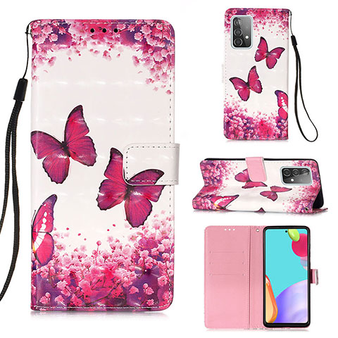 Handytasche Stand Schutzhülle Flip Leder Hülle Modisch Muster Y03B für Samsung Galaxy A52 4G Pink