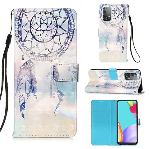 Handytasche Stand Schutzhülle Flip Leder Hülle Modisch Muster Y03B für Samsung Galaxy A52s 5G Hellblau