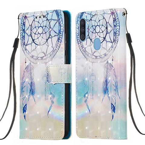 Handytasche Stand Schutzhülle Flip Leder Hülle Modisch Muster Y03B für Samsung Galaxy M11 Hellblau