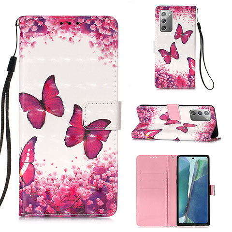 Handytasche Stand Schutzhülle Flip Leder Hülle Modisch Muster Y03B für Samsung Galaxy Note 20 5G Pink