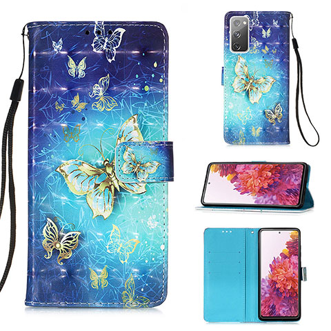 Handytasche Stand Schutzhülle Flip Leder Hülle Modisch Muster Y03B für Samsung Galaxy S20 FE 4G Hellblau