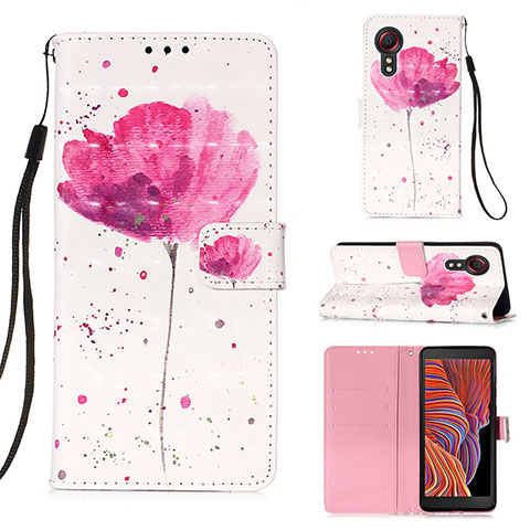 Handytasche Stand Schutzhülle Flip Leder Hülle Modisch Muster Y03B für Samsung Galaxy XCover 5 SM-G525F Rosa