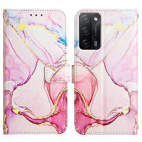 Handytasche Stand Schutzhülle Flip Leder Hülle Modisch Muster Y04B für Oppo A53s 5G Rosa