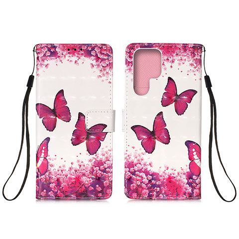 Handytasche Stand Schutzhülle Flip Leder Hülle Modisch Muster Y04B für Samsung Galaxy S22 Ultra 5G Pink