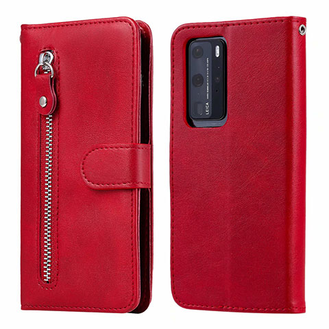 Handytasche Stand Schutzhülle Flip Leder Hülle N01 für Huawei P40 Pro Rot