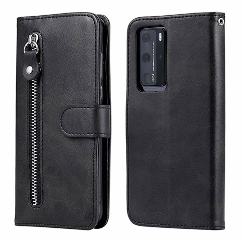 Handytasche Stand Schutzhülle Flip Leder Hülle N01 für Huawei P40 Pro Schwarz