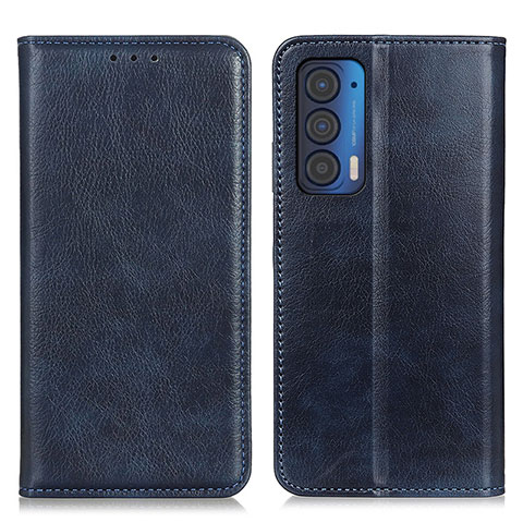 Handytasche Stand Schutzhülle Flip Leder Hülle N01P für Motorola Moto Edge (2021) 5G Blau