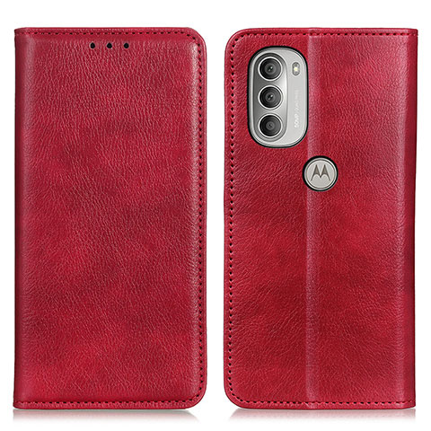 Handytasche Stand Schutzhülle Flip Leder Hülle N01P für Motorola Moto G51 5G Rot