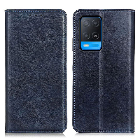 Handytasche Stand Schutzhülle Flip Leder Hülle N01P für Oppo A54 4G Blau