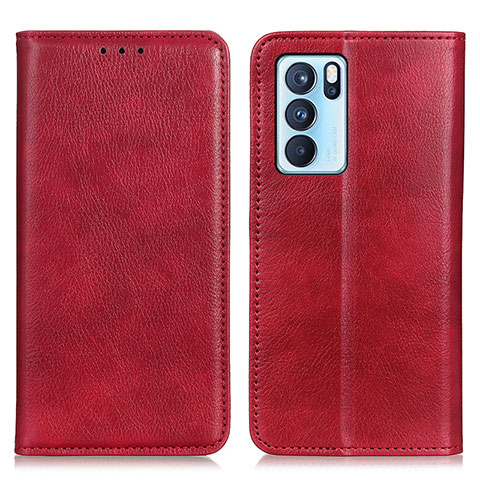 Handytasche Stand Schutzhülle Flip Leder Hülle N01P für Oppo Reno6 Pro 5G India Rot